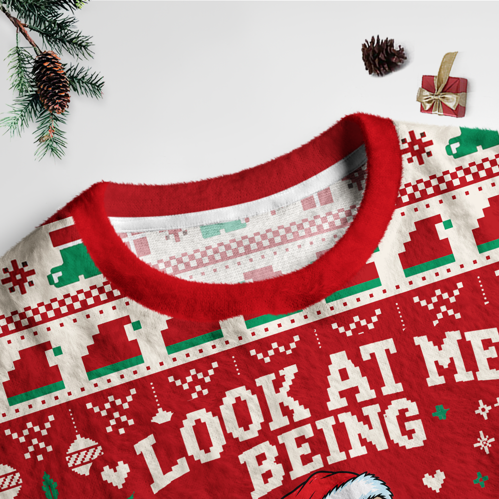 Pagewings Look At Me Being All Festive & Sh't Unisex Ugly Light Knit Sweatshirt