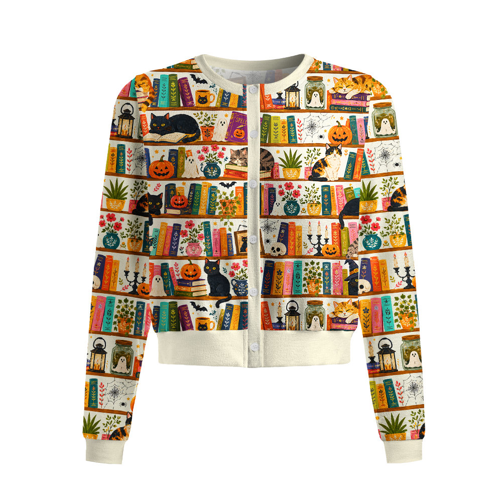 Pagewings Bookish Vibe Crew Neck Cardigan Sweaters