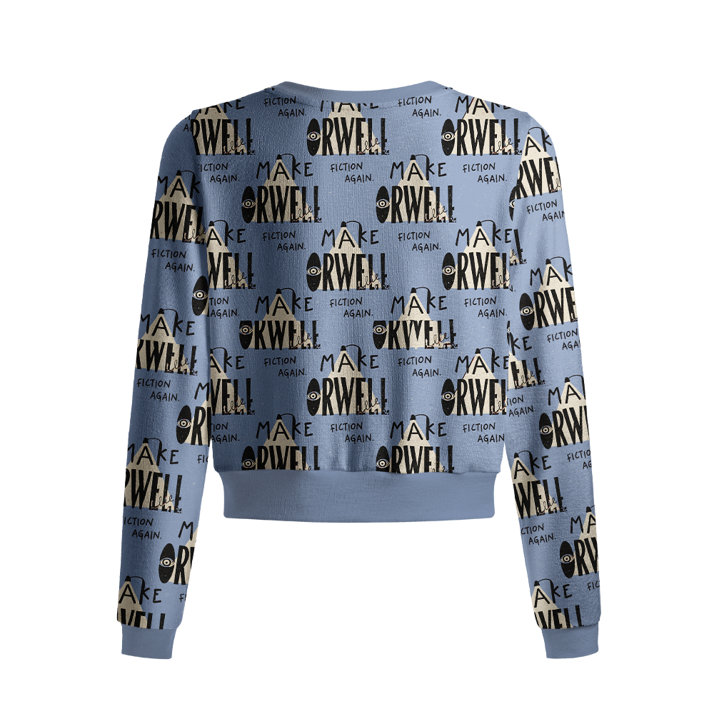 Pagewings Make Orwell Fiction Again Crew Neck Cardigan Sweaters