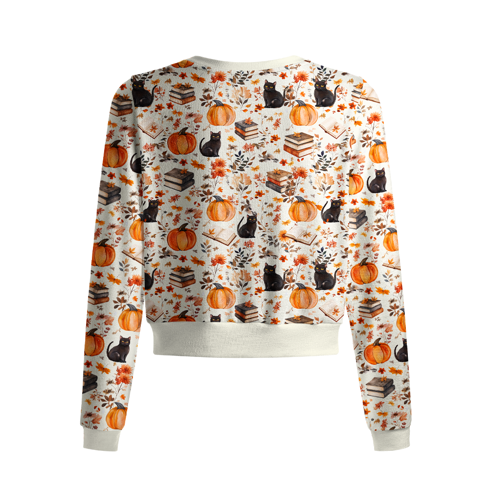 Pagewings Halloween Bookish Crew Neck Cardigan Sweaters