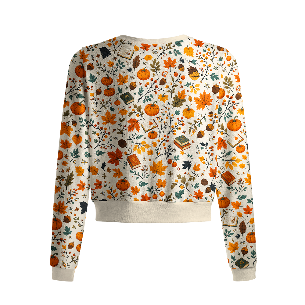 Pagewings Halloween Bookish Crew Neck Cardigan Sweaters