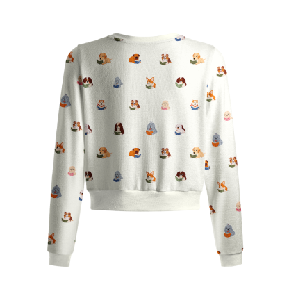 Pagewings Dog Book Lover Crew Neck Cardigan Sweaters