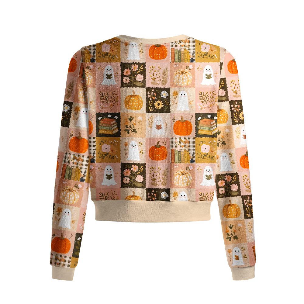 Pagewings Halloween Bookish Crew Neck Cardigan Sweaters