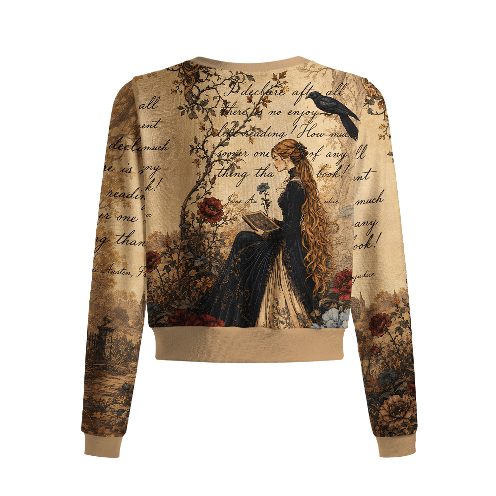 Pagewings Literary Women Crew Neck Cardigan Sweaters