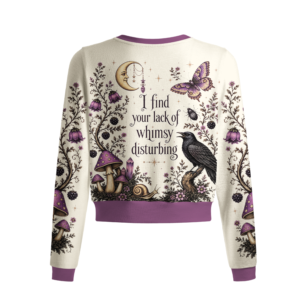 Pagewings Reading Crow Crew Neck Cardigan Sweaters