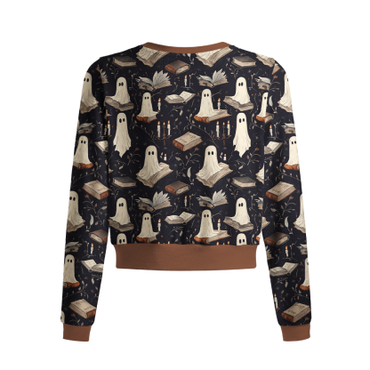Pagewings Ghosts Love Reading Crew Neck Cardigan Sweaters