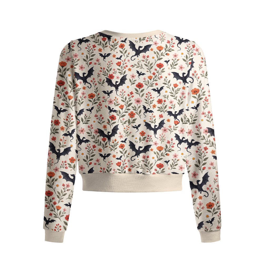 Pagewings Book Dragon Crew Neck Cardigan Sweaters