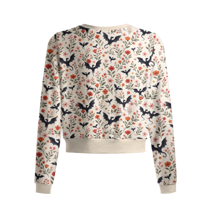 Pagewings Book Dragon Crew Neck Cardigan Sweaters