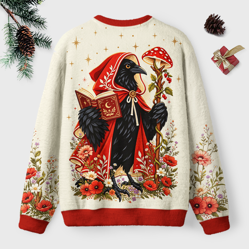 Pagewings Mysterious Reading Crow Unisex Ugly Light Knit Sweatshirt