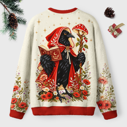 Pagewings Mysterious Reading Crow Unisex Ugly Light Knit Sweatshirt