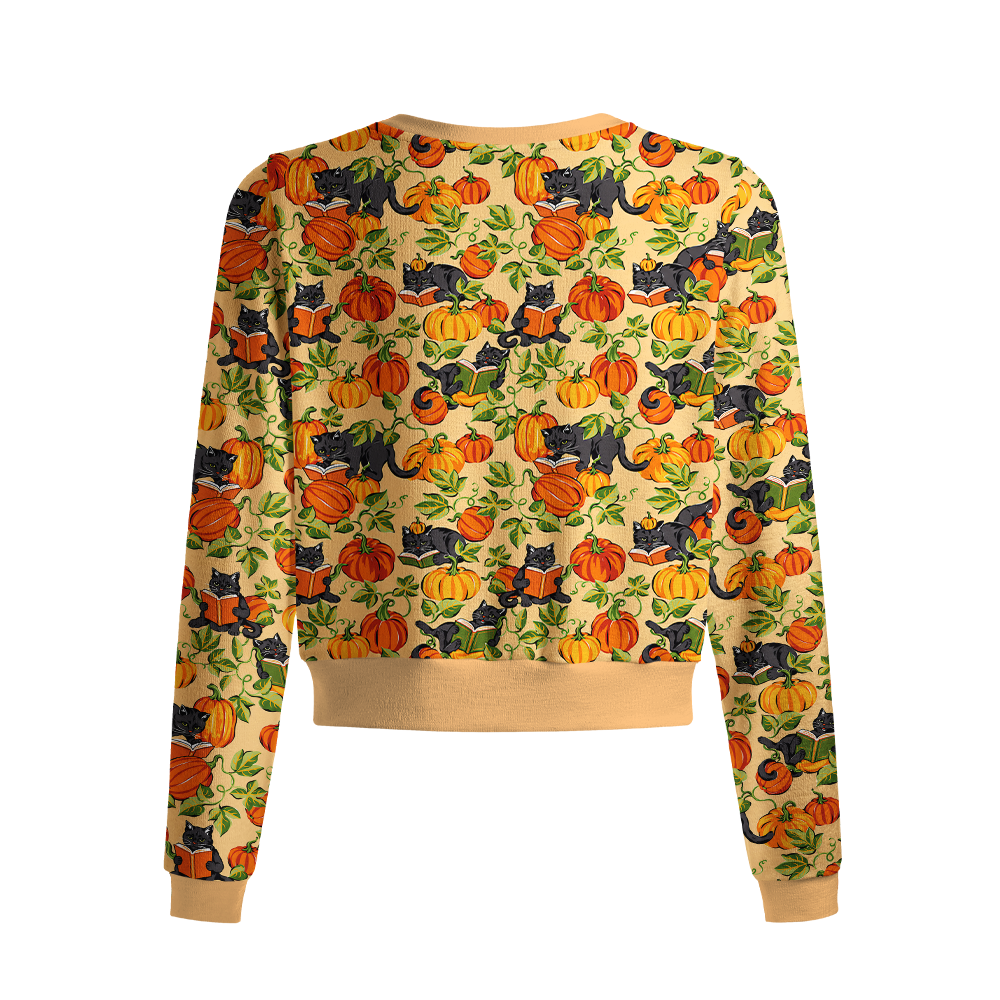 Pagewings Cat Book Lover Crew Neck Cardigan Sweaters
