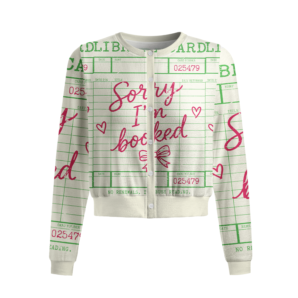 Pagewings Dlibrary Card Crew Neck Cardigan Sweaters