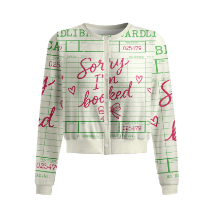 Pagewings Dlibrary Card Crew Neck Cardigan Sweaters