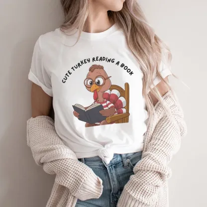 Pagewings Thanksgiving Turkey Reading A Book Unisex Classic T-shirt