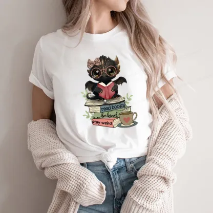 Pagewings Cute Dragon Read Books Be Kind Stay Weird Unisex Classic T-shirt