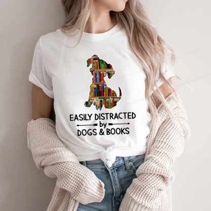 Pagewings Easily Distracted By Dogs And Books Unisex Classic T-shirt
