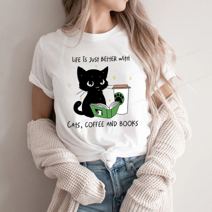 Pagewings Life Is Just Better With Cats Coffee And Books Unisex Classic T-shirt