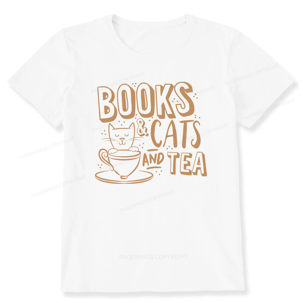 Pagewings Books And Cats And Tea On Men's Premium Unisex Classic T-shirt
