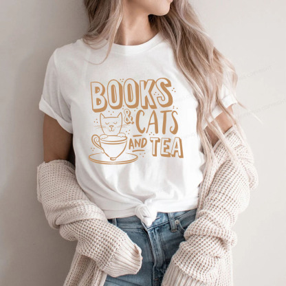 Pagewings Books And Cats And Tea On Men's Premium Unisex Classic T-shirt