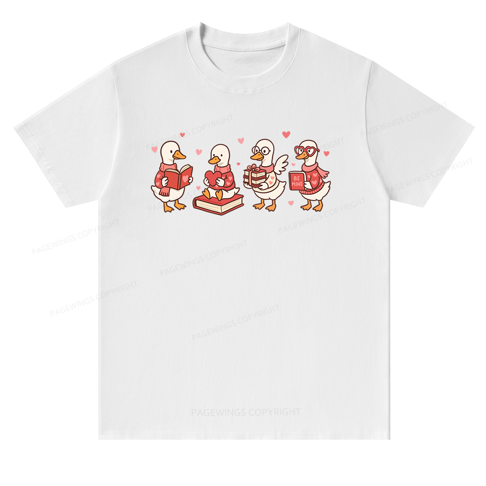 Pagewings Goose Book Lover Valentines Day Unisex Classic T-shirt