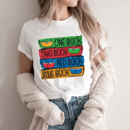 Pagewings One Book Two Books Red Book Blue Book Unisex Classic T-shirt