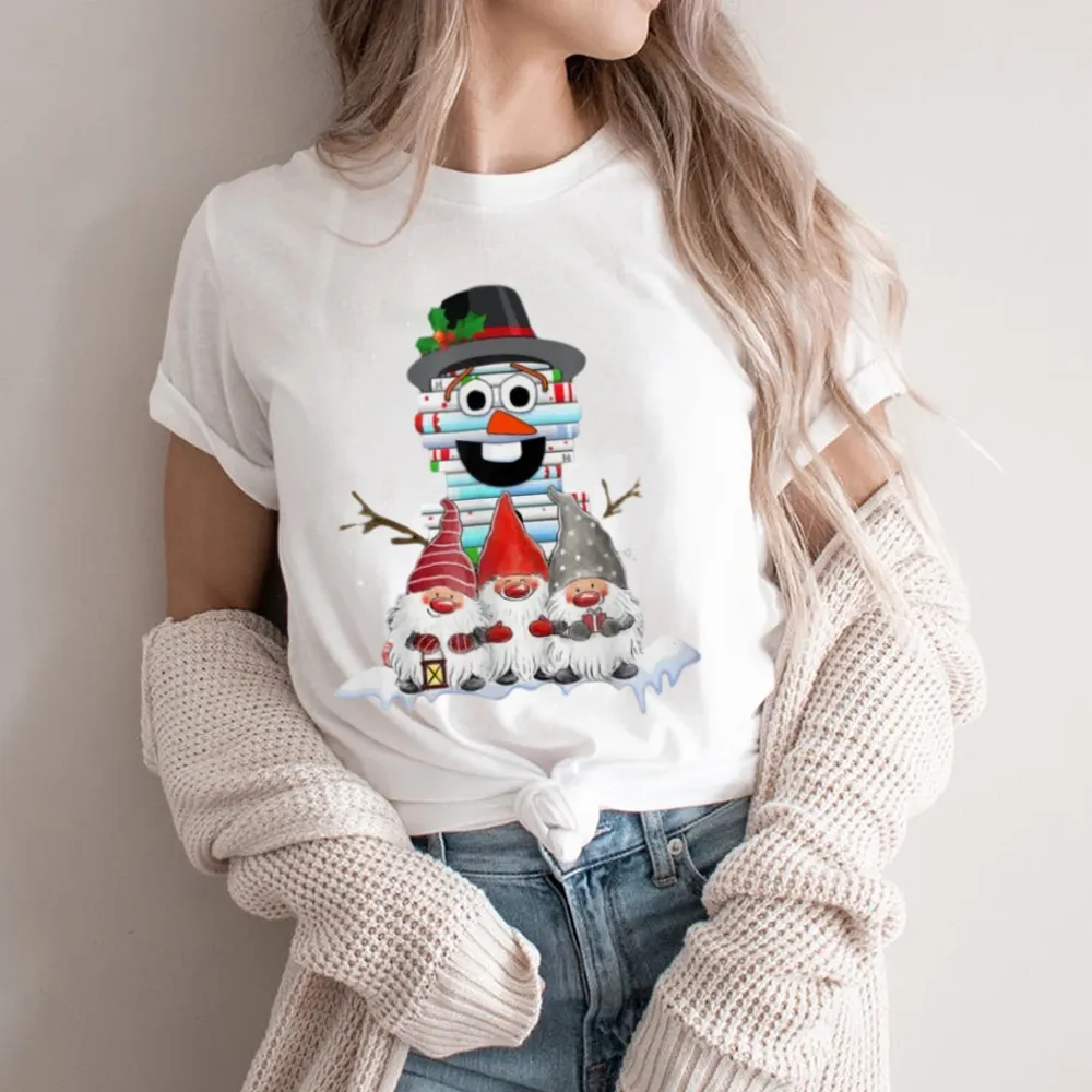 Pagewings Snowman Book Christmas Stack Gnome Librarian Book Unisex Classic T-shirt