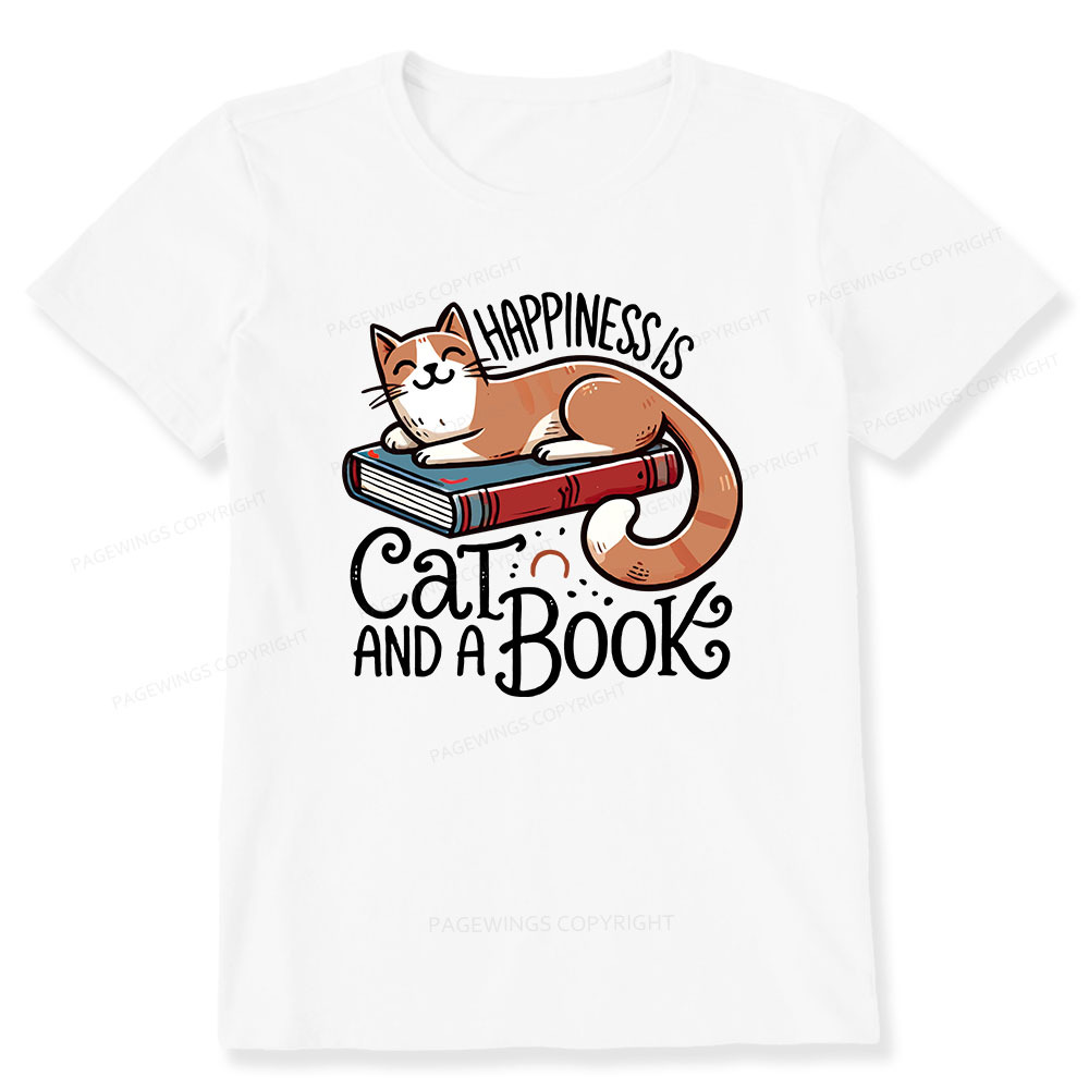 Pagewings Happiness Is A Cat And A Book Unisex Classic T-shirt