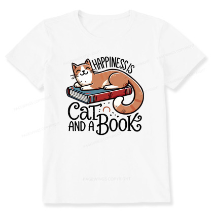 Pagewings Happiness Is A Cat And A Book Unisex Classic T-shirt