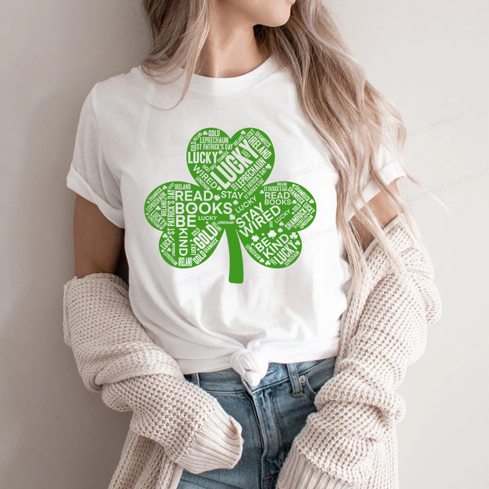 Pagewings St Patricks Day Shirt Lucky Reading Shirt Unisex Classic T-shirt