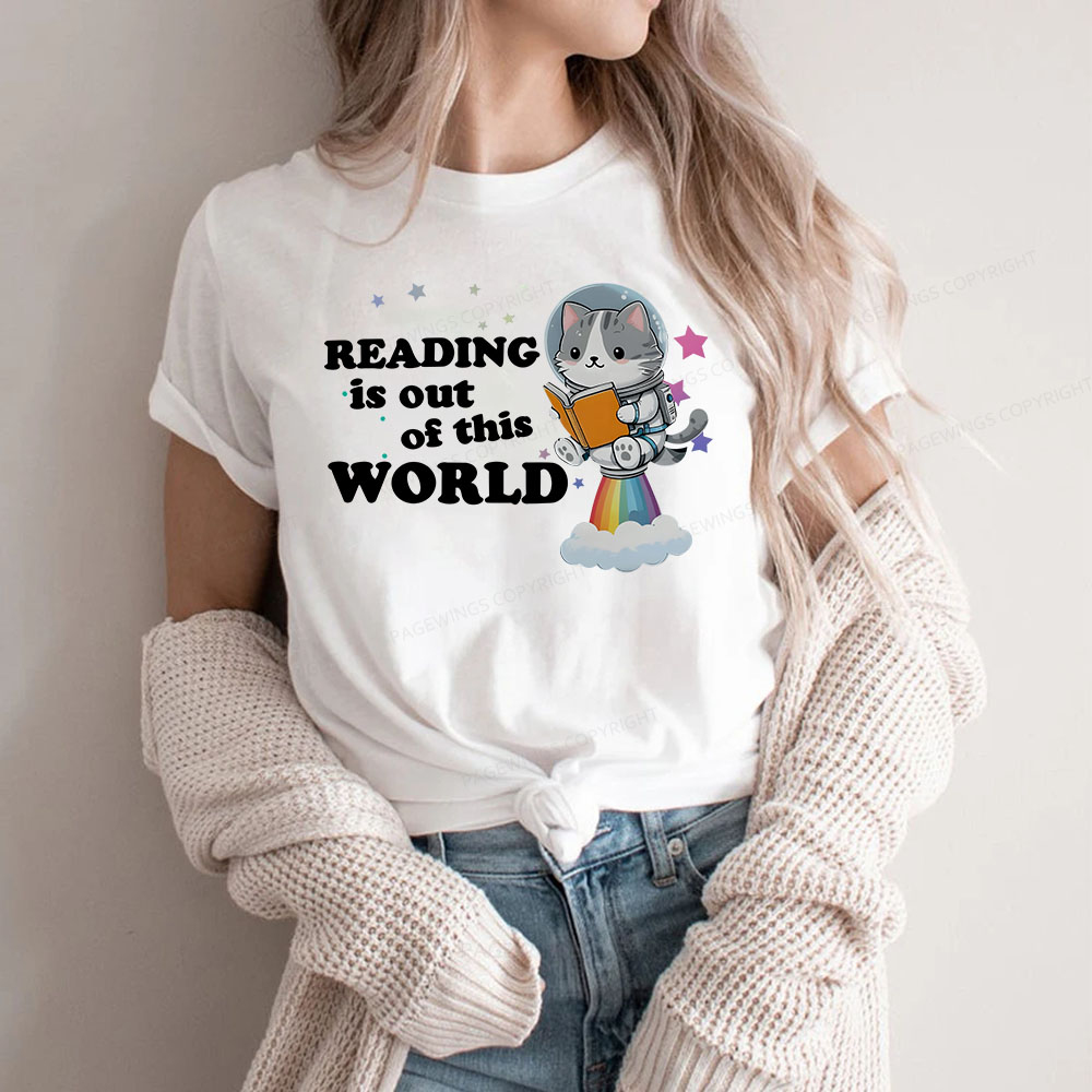 Pagewings Cat Reading in Space Unisex Classic T-shirt