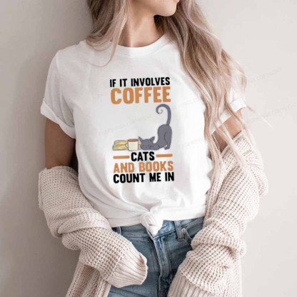 Pagewings Cats Reading Books Coffee Unisex Classic T-shirt