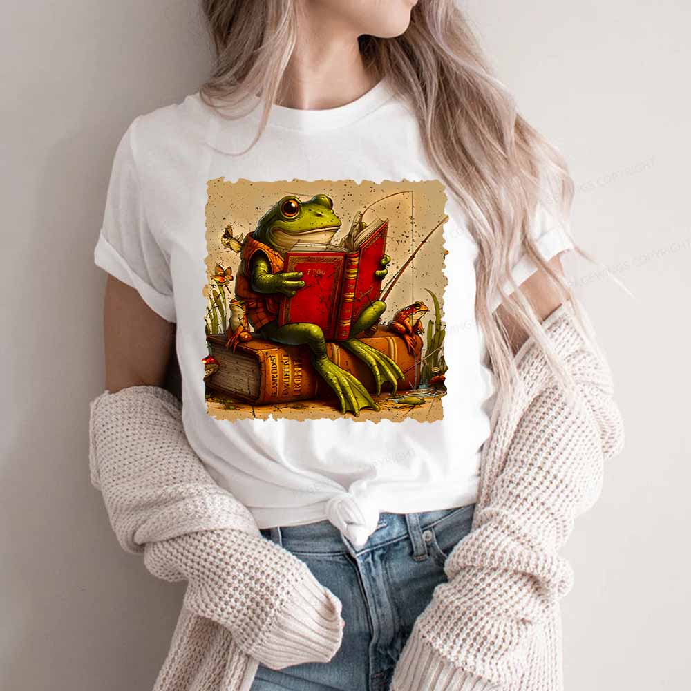 Pagewings Toad Fishing Book Reading Book Unisex Classic T-shirt