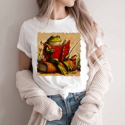 Pagewings Toad Fishing Book Reading Book Unisex Classic T-shirt