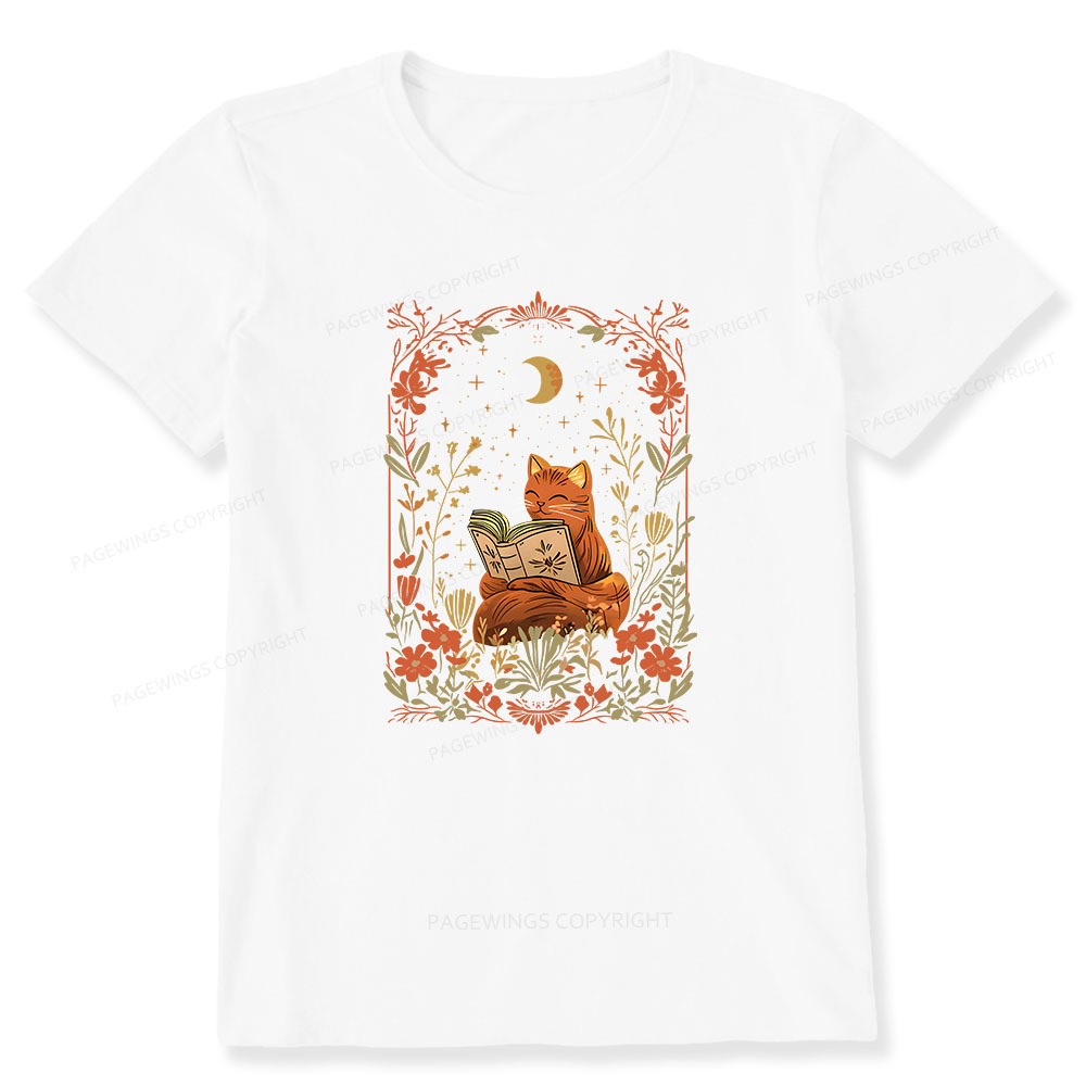 Pagewings Cat Wildflower Book Reading Unisex Classic T-shirt