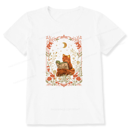 Pagewings Cat Wildflower Book Reading Unisex Classic T-shirt