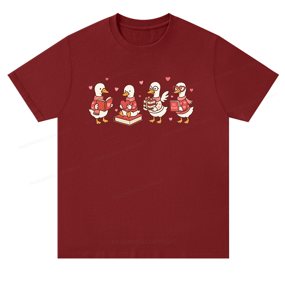 Pagewings Goose Book Lover Valentines Day Unisex Classic T-shirt