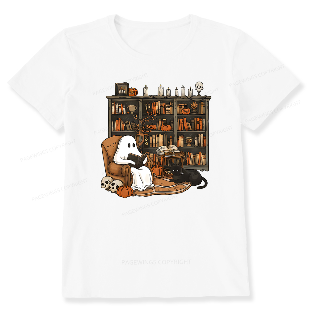 Pagewings Halloween Ghost Reading Books Unisex Classic T-shirt