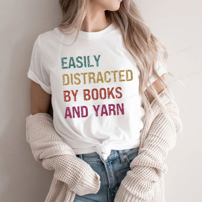 Pagewing Easily Distracted By Books And Yarn Unisex Classic T-shirt
