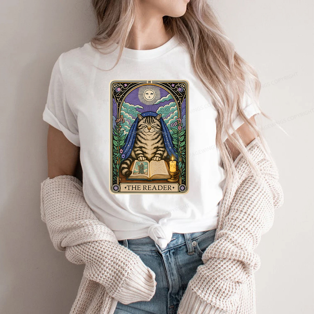 Pagewings The Reader Cat Tarot Cards Unisex Classic T-shirt