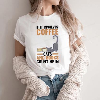 Pagewings Cats Reading Books Coffee T Shirts Unisex Classic T-shirt