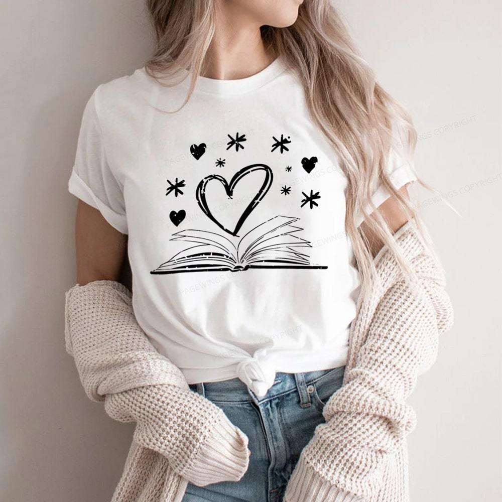 Pagewings Bookworm Librarian Valentines Day Book Unisex Classic T-shirt