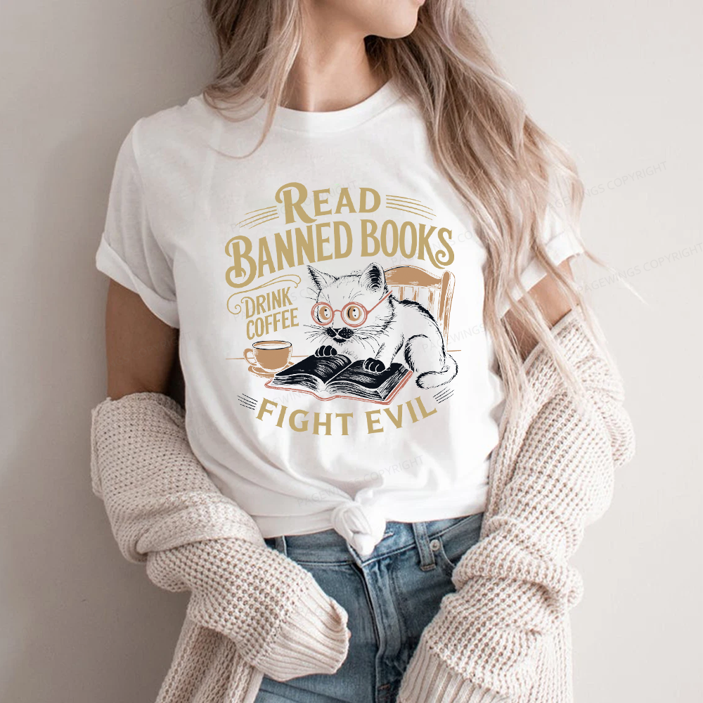 Pagewings Read Books Drink Coffee Fight Evil Unisex Classic T-shirt
