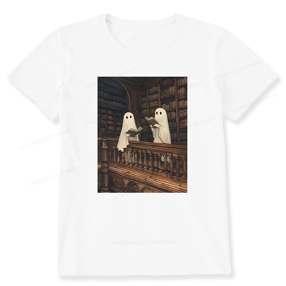 Pagewings Halloween Ghost Reading Unisex Classic T-shirt