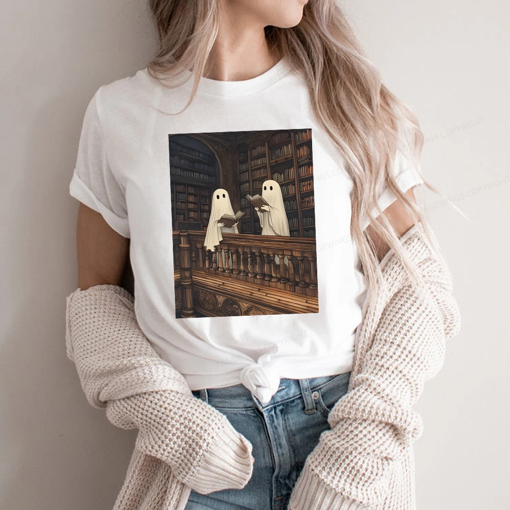 Pagewings Halloween Ghost Reading Unisex Classic T-shirt