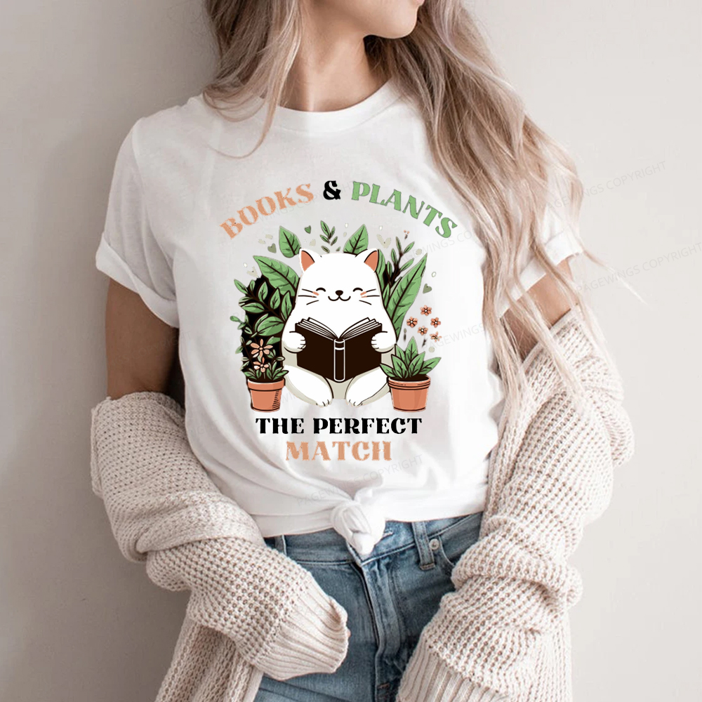 Pagewings Books And Plants - The Perfect Match T-Shirt Unisex Classic T-shirt