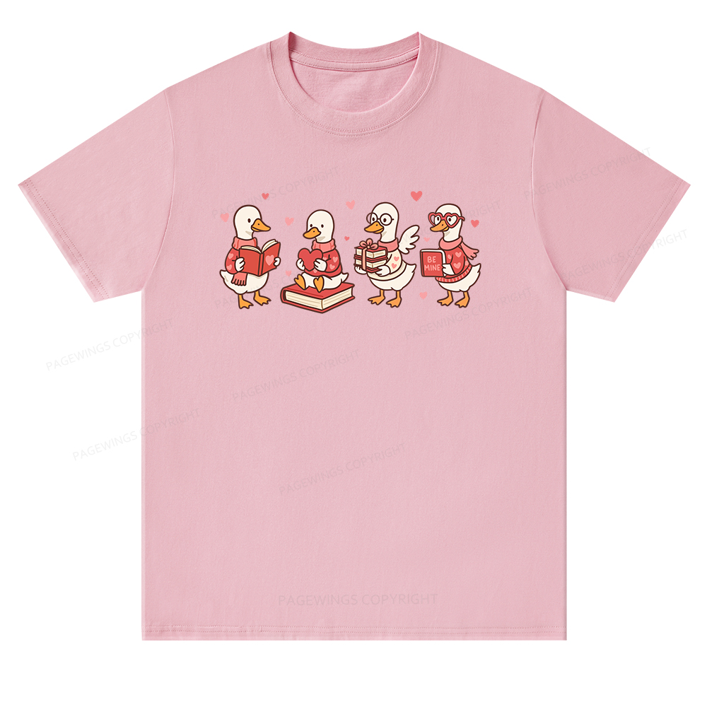 Pagewings Goose Book Lover Valentines Day Unisex Classic T-shirt
