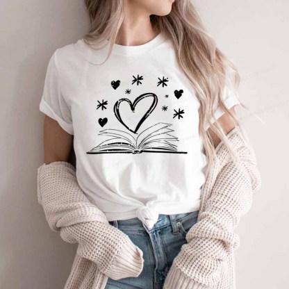 Pagewings Bookworm Librarian Valentines Day Book T-Shirt Unisex Classic T-shirt