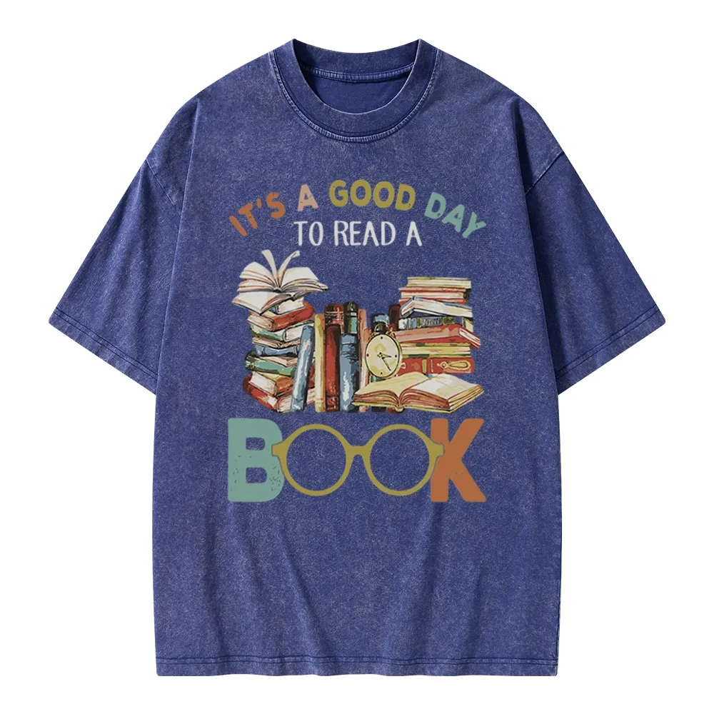 Pagewings It’s a Good Day to Read a Book Unisex Washed T-shirt