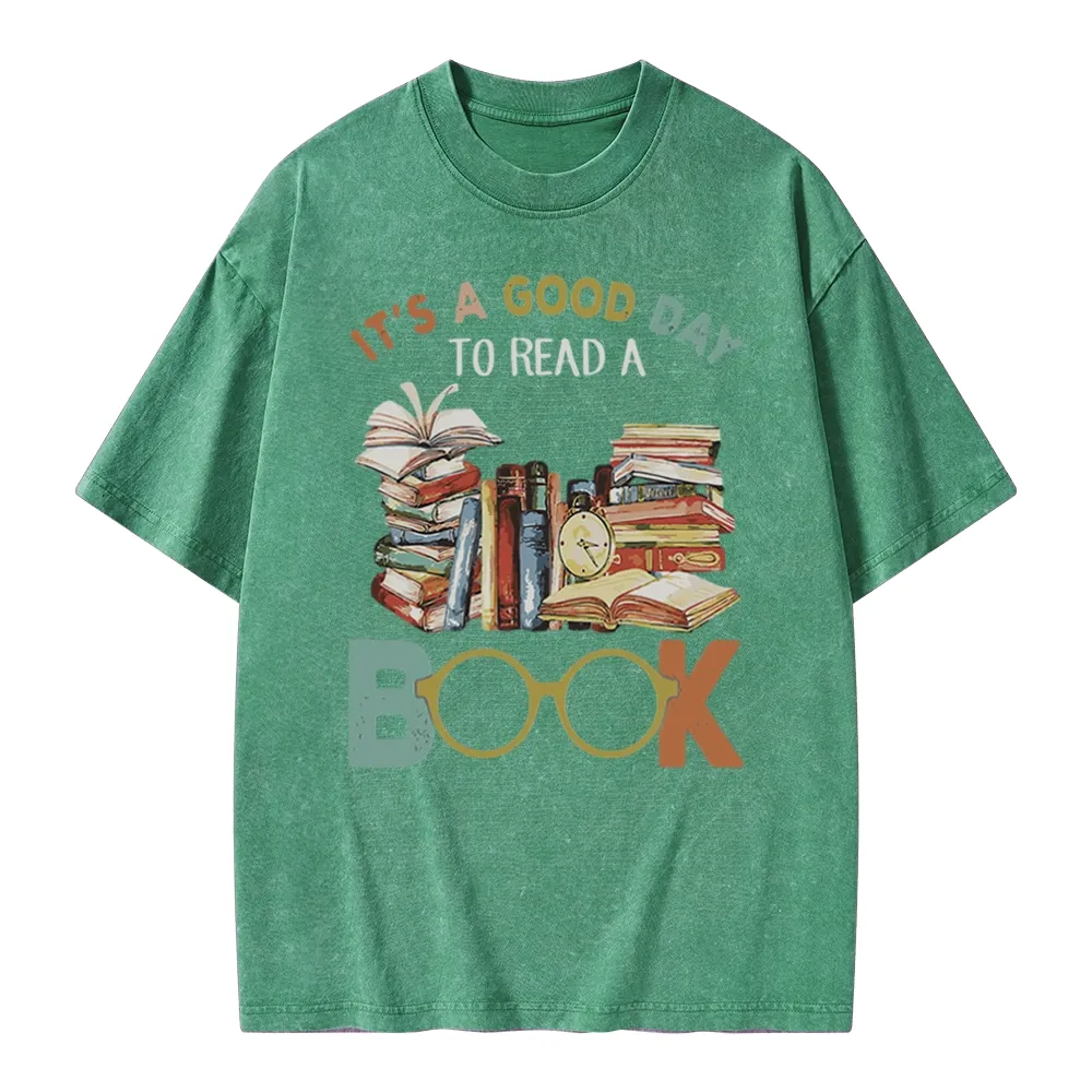 Pagewings It’s a Good Day to Read a Book Unisex Washed T-shirt