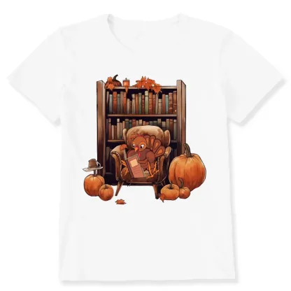 Pagewings Thanksgiving Turkey Reading Unisex Classic T-shirt